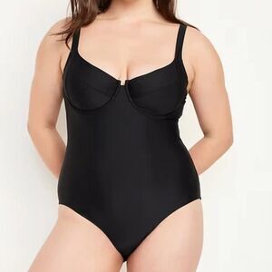 Old Navy Black Jack Sweetheart Neckline Underwire One-Piece Swimsuit XL Beach